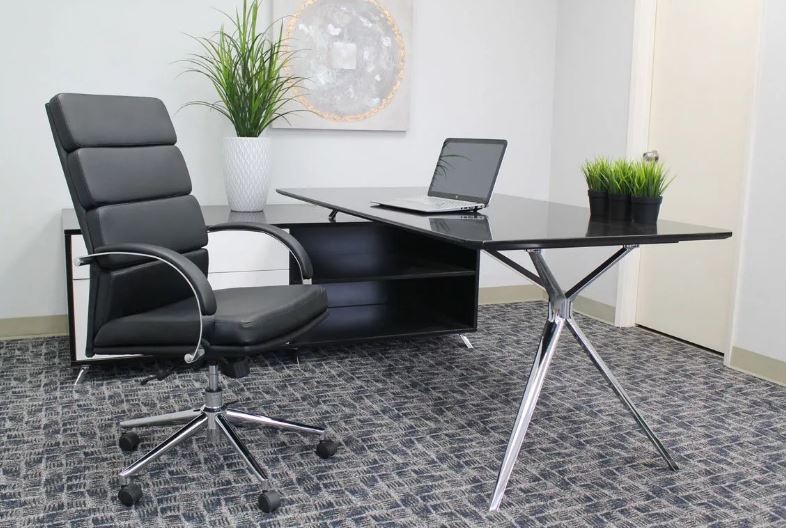 8 black office chairs