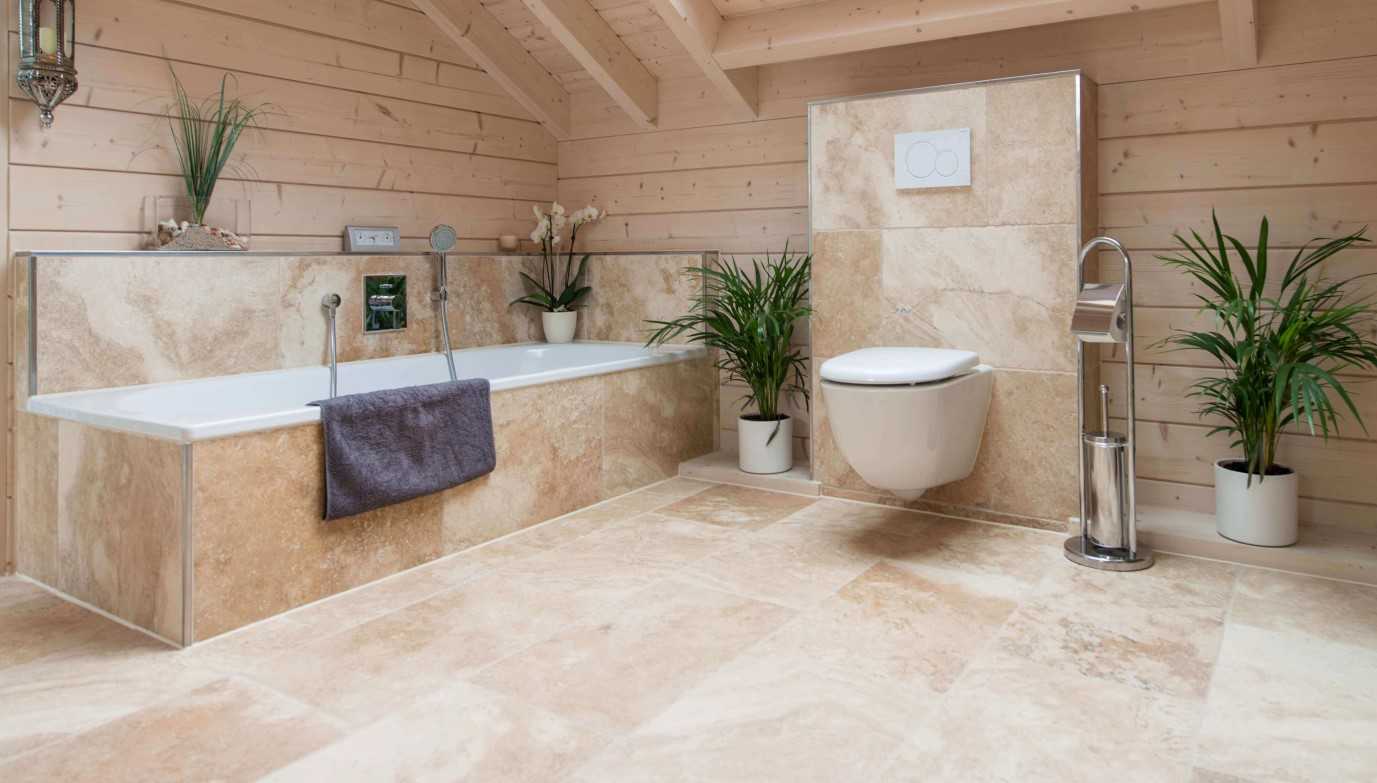 Travertine tiles and slabs outdoor
