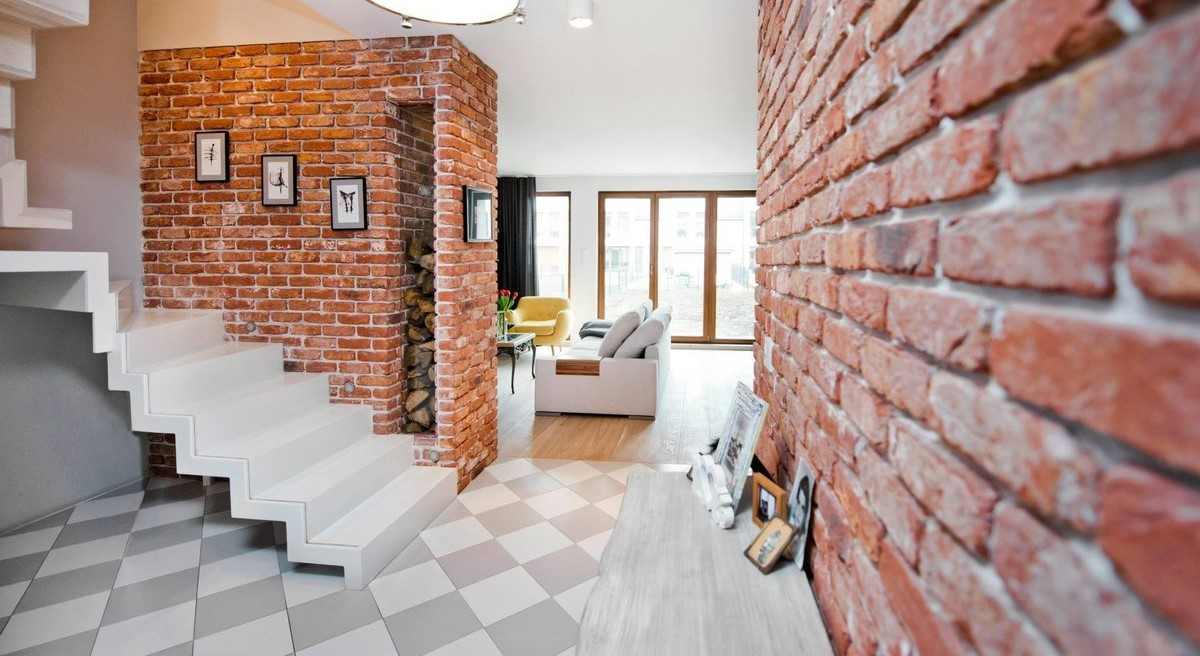 Exposed brick wall tiles