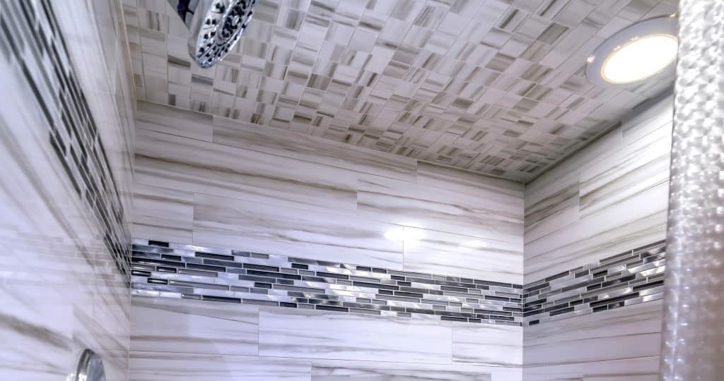 tiled ceiling bathroom