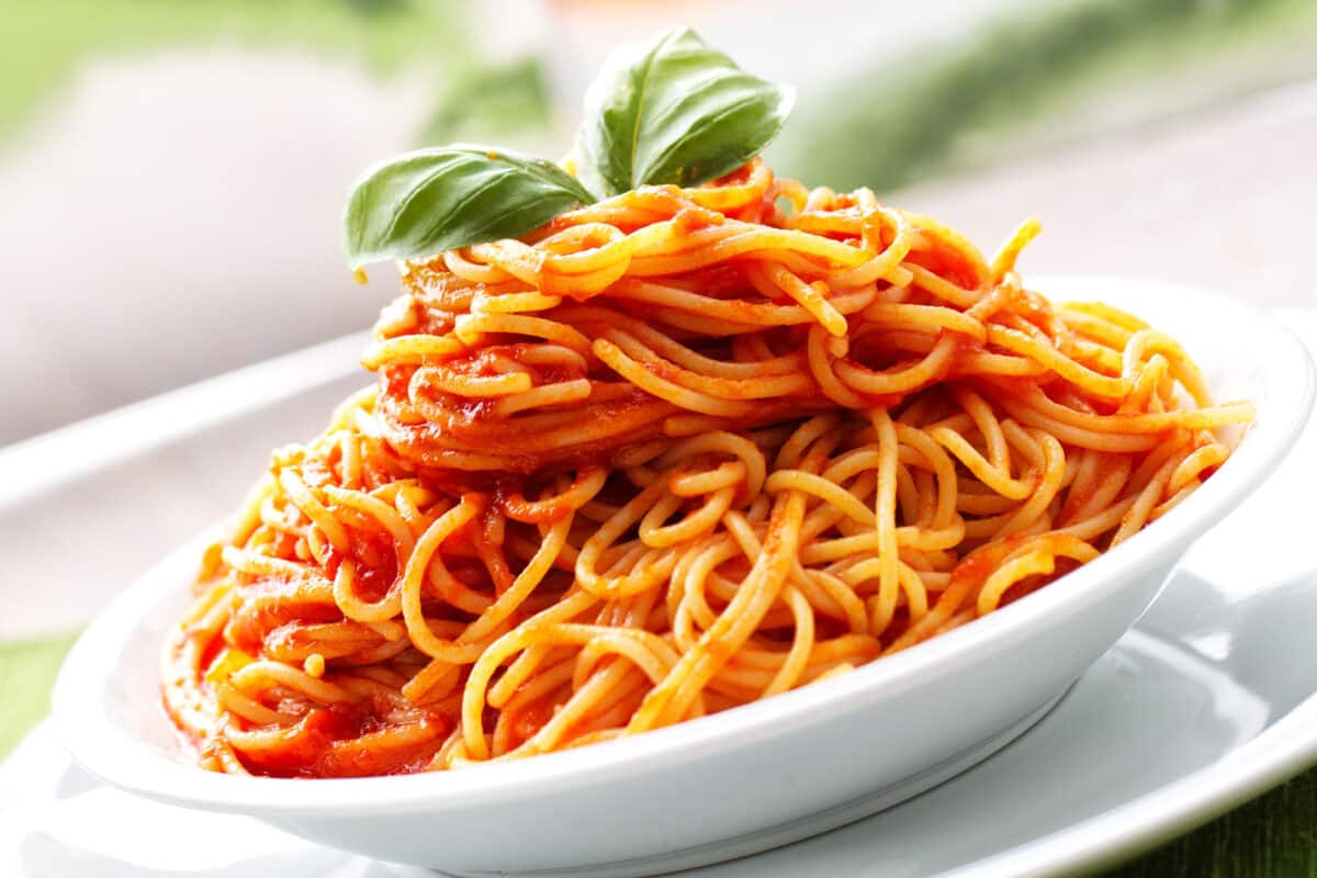 Pasta with tomato paste and cheese