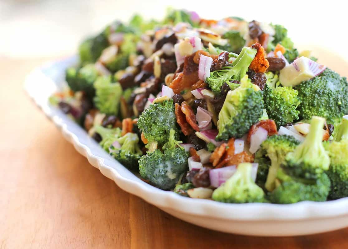 Broccoli salad with raisins and cranberries