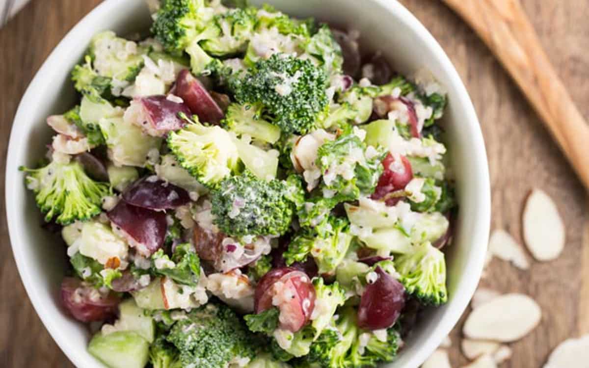 Broccoli salad with bacon and raisins