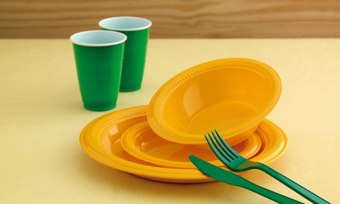 Disposable plastic plates with cover
