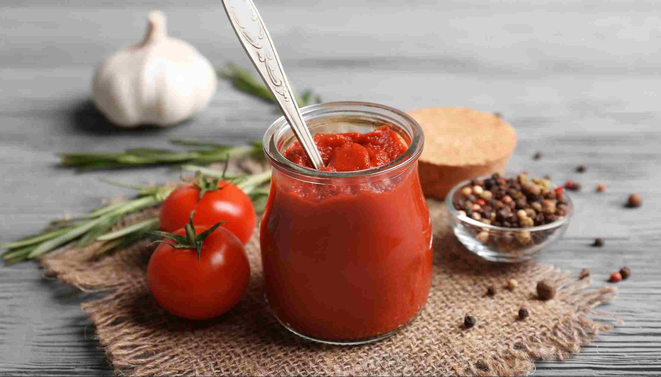 Tomato paste in a glass jar
