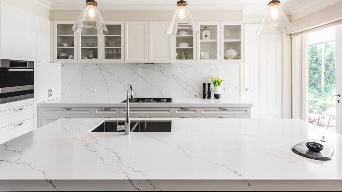 Carrara marble kitchen backsplash