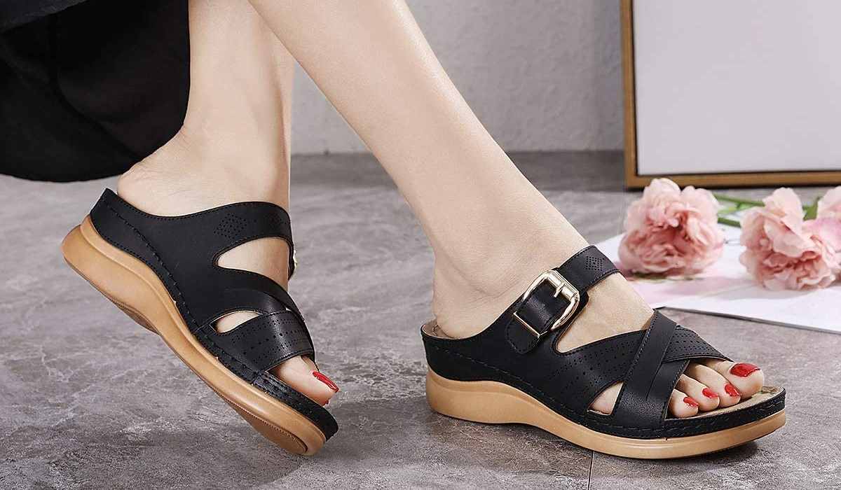 Buy And Price slippers with small wedge heel - Arad Branding