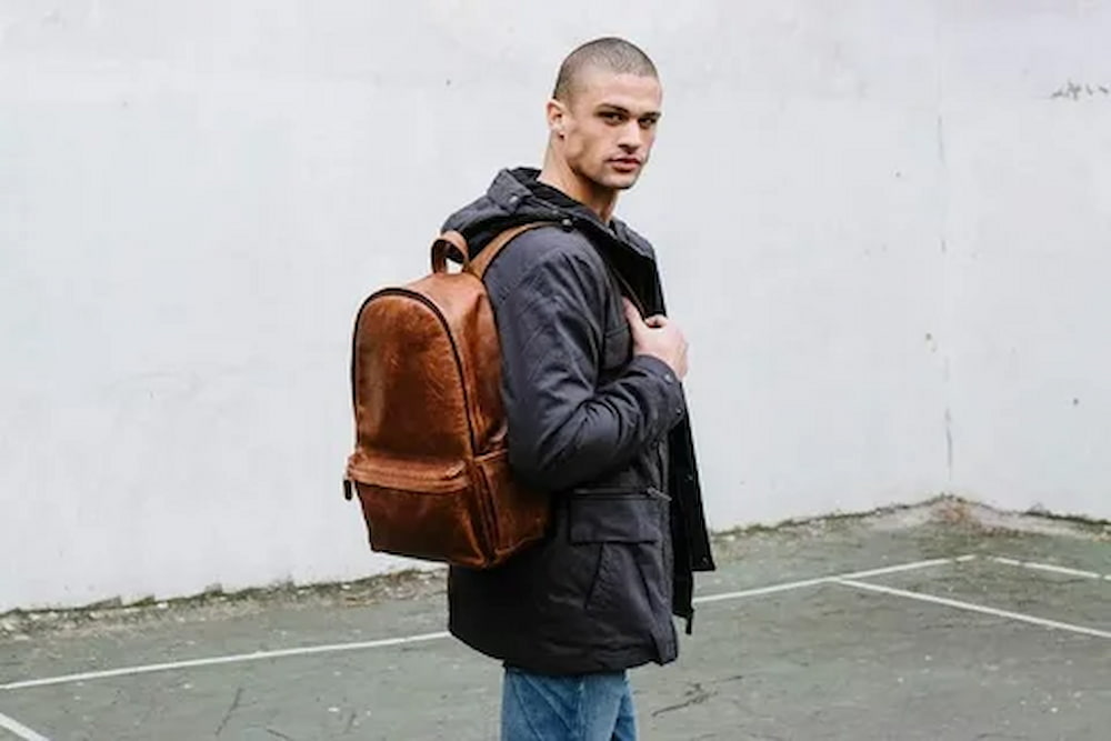 leather backpack mens