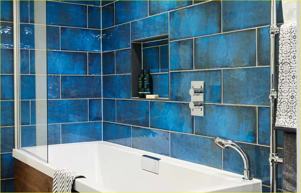 Blue Floor Tile Bathroom