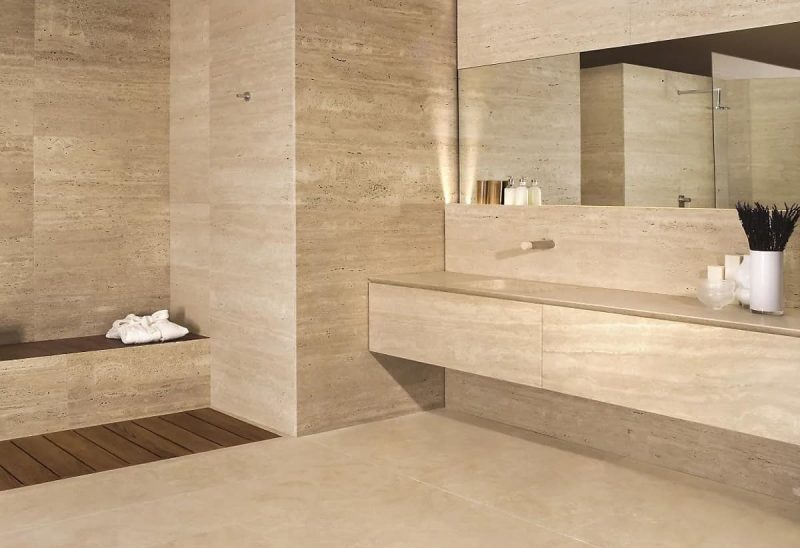 sandstone tile bathroom