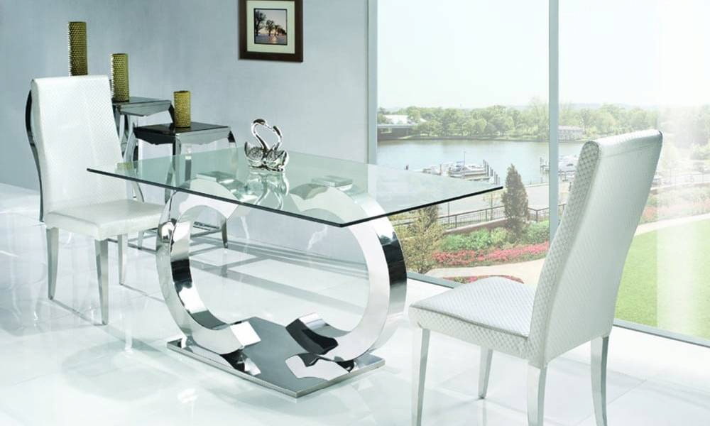 glass dining table with chairs price