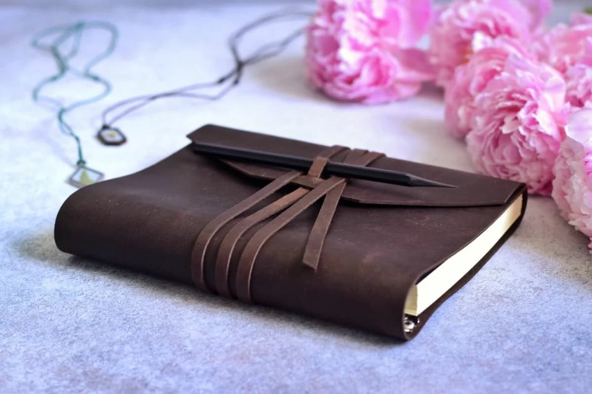 monogrammed leather notebook