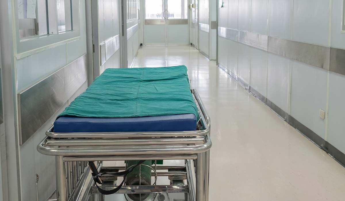 Double hospital bed with rails