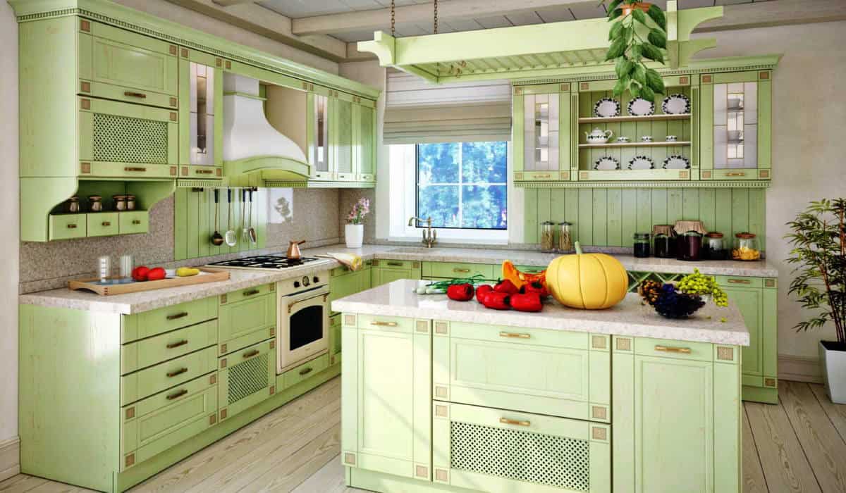 Green Kitchen Backsplash