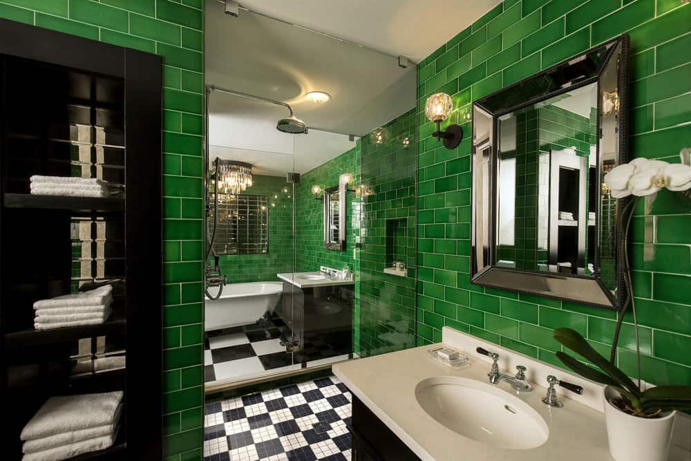 green marble tiles