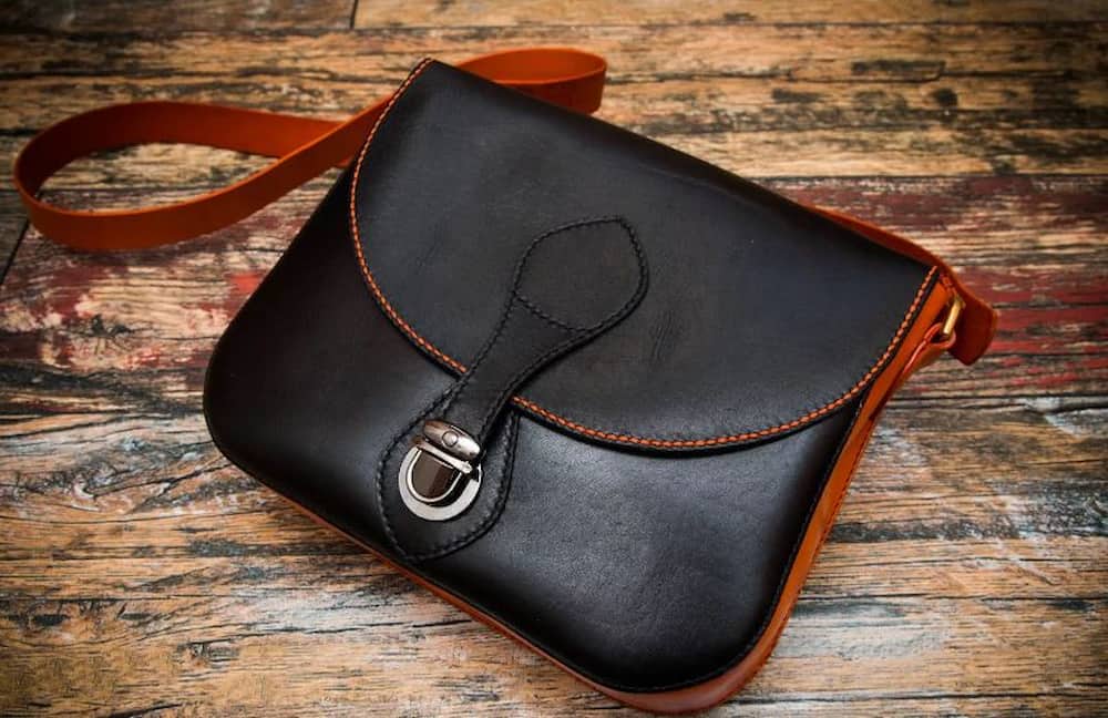 Leather messenger bag for women