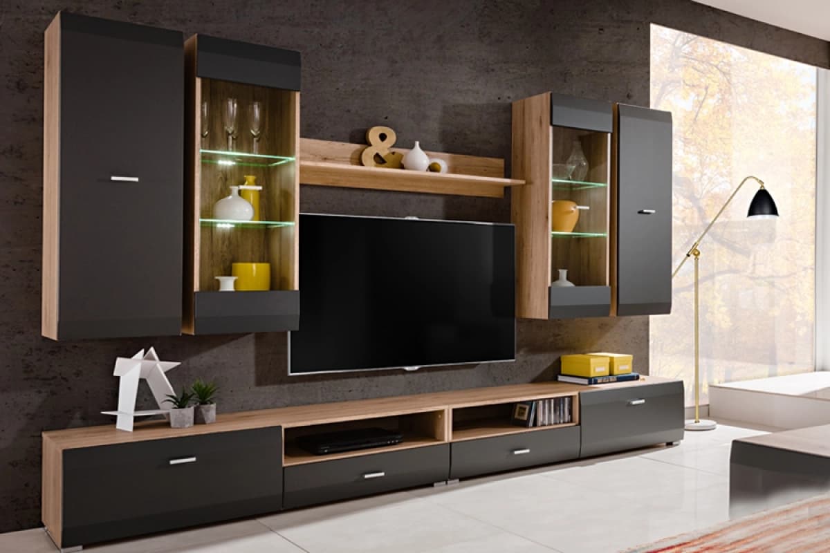Dark wood tv console + stand ikea