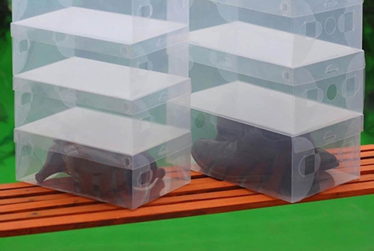 Plastic containers for shoe storage