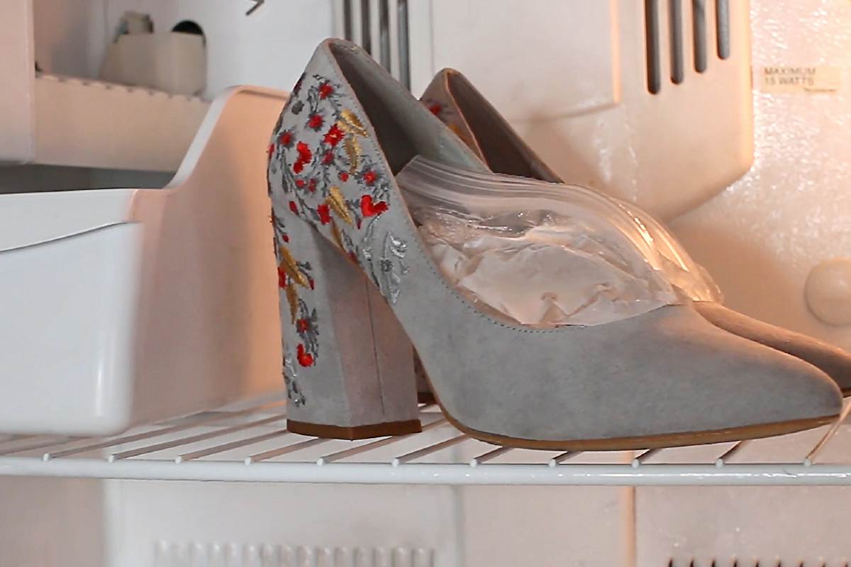 leather shoes in freezer