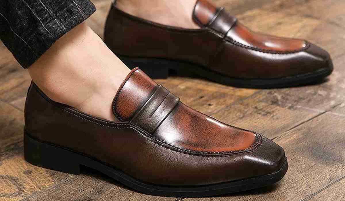 Leather shoes slip on