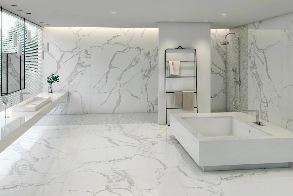 white marble tiles bathroom