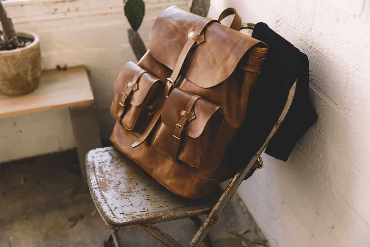 alpha leather backpack features