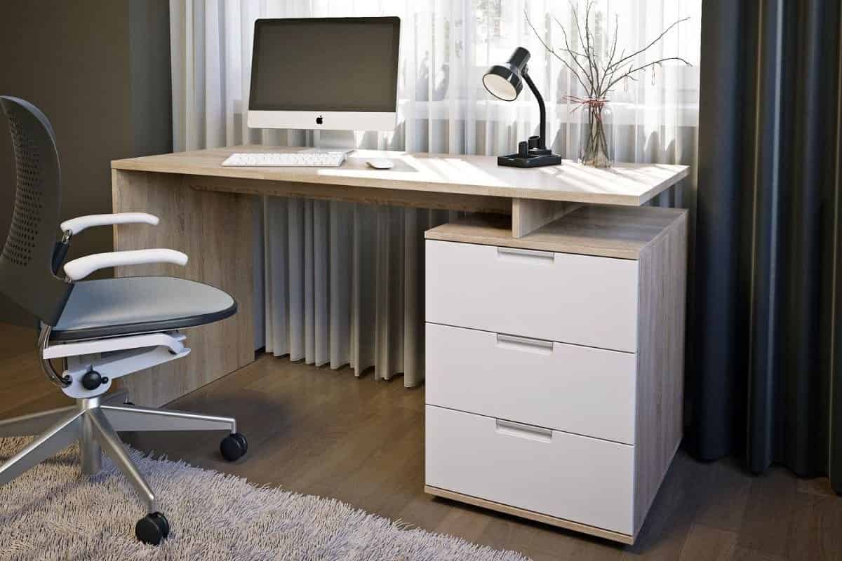 White student desk with drawers