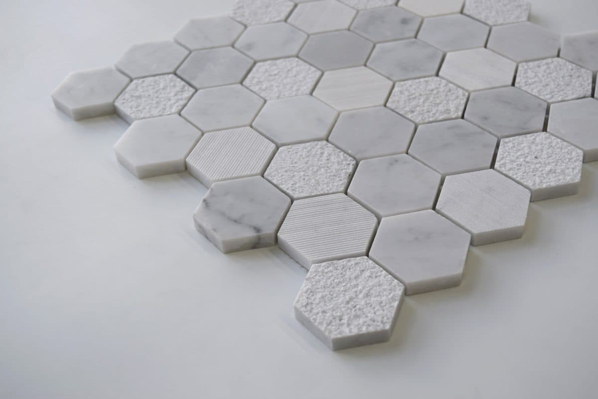 honed marble tiles backsplash