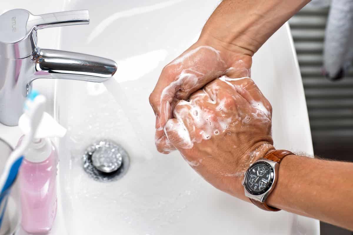 Red liquid hand wash soap