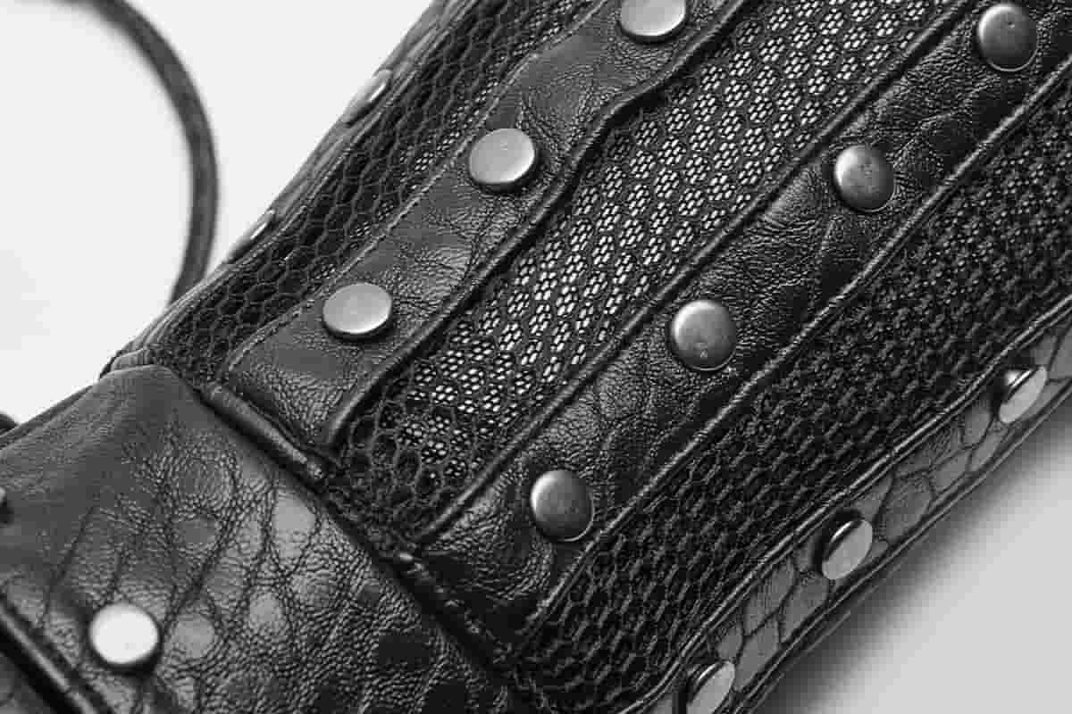 black faux leather