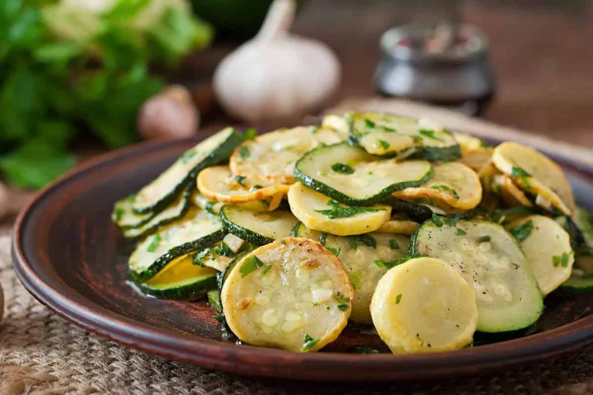 boiled zucchini and onions