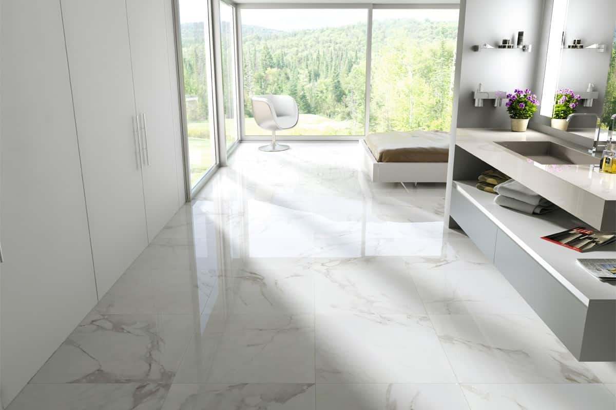 Limestone Floor Tiles in a White Coloration