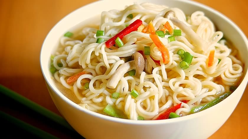noodle soup with chicken broth