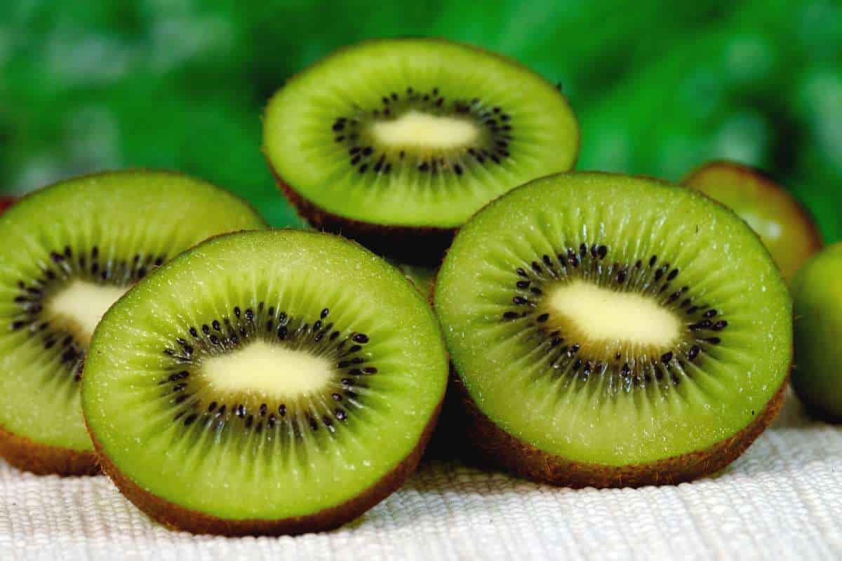 Green kiwi with seeds