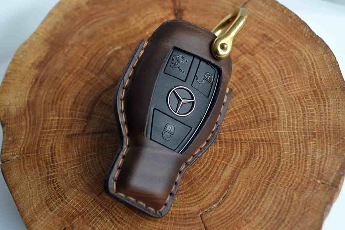 Leather key chain for car
