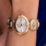 ساعت ورساچه اصل زنانه؛ بند چرمی فلزی ضدآب 2 رنگ مشکی طلایی