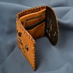کیف پول دخترانه چرمی؛ دست دوز (زیپی دکمه ای چسبی) صورتی قهوه ای Leather