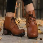 کفش چرم عسلی دخترانه؛ سنتی صنعتی ( 32 46) سانتی متر کودکانه بزرگسال