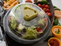 ظرف سالاد یکبار مصرف؛ پلاستیکی گیاهی فومی قابل بازیافت 2 نوع گرد مربعی