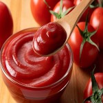 سس گوجه فرنگی خانگی؛ خوراکی قرمز شفاف ترکیبات (نمک شکر سرکه)