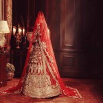 لباس عروس هندی؛ قرمز بلند سنگ دوزی شده