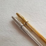 خودکار بیک طلایی؛ جوهر آبی بدنه شش ضلعی نوک ساچمه ای