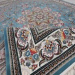 فرش نگین فیروزه کاشان (قالی) دستباف ماشینی ابعاد 6 9 12 متری