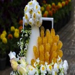 شاخه نبات عقد؛ تزئینی زرد صورتی طرح فانتزی مناسب (بله برون عروسی)