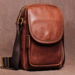 کیف دوشی مردانه کوچک؛ چرم طبیعی مصنوعی بند قابل تنظیم