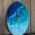 ساعت رزین دریا؛ سبک 2 رنگ(آبی مشکی) تزئینی
