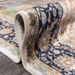 فرش ابریشم مصنوعی کاشان؛ طرح سنتی شرقی تراکم 700*1200 شانه carpet