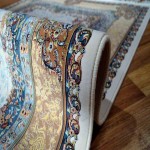 فرش تمام ابریشم قم (قالیچه) دستی ماشینی طرح سنتی رنگ normal