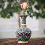 گلدان سفالی کار شده؛ میناکاری ضدآب تزئینی بدون سوراخ Esfahan