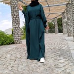 مانتو عبا دخترانه؛ شالدار بحرینی 3 رنگ سبز مشکی آبی